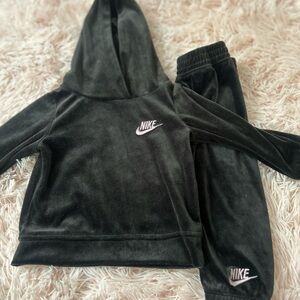 Nike Black Velour Hoodie and Pants Set